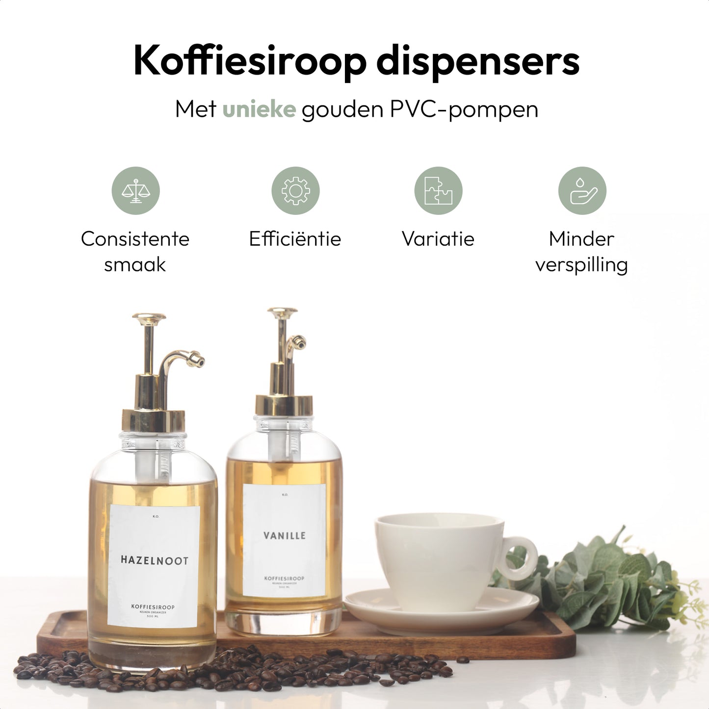 Koffiesiroop Dispenser goud/wit 2st