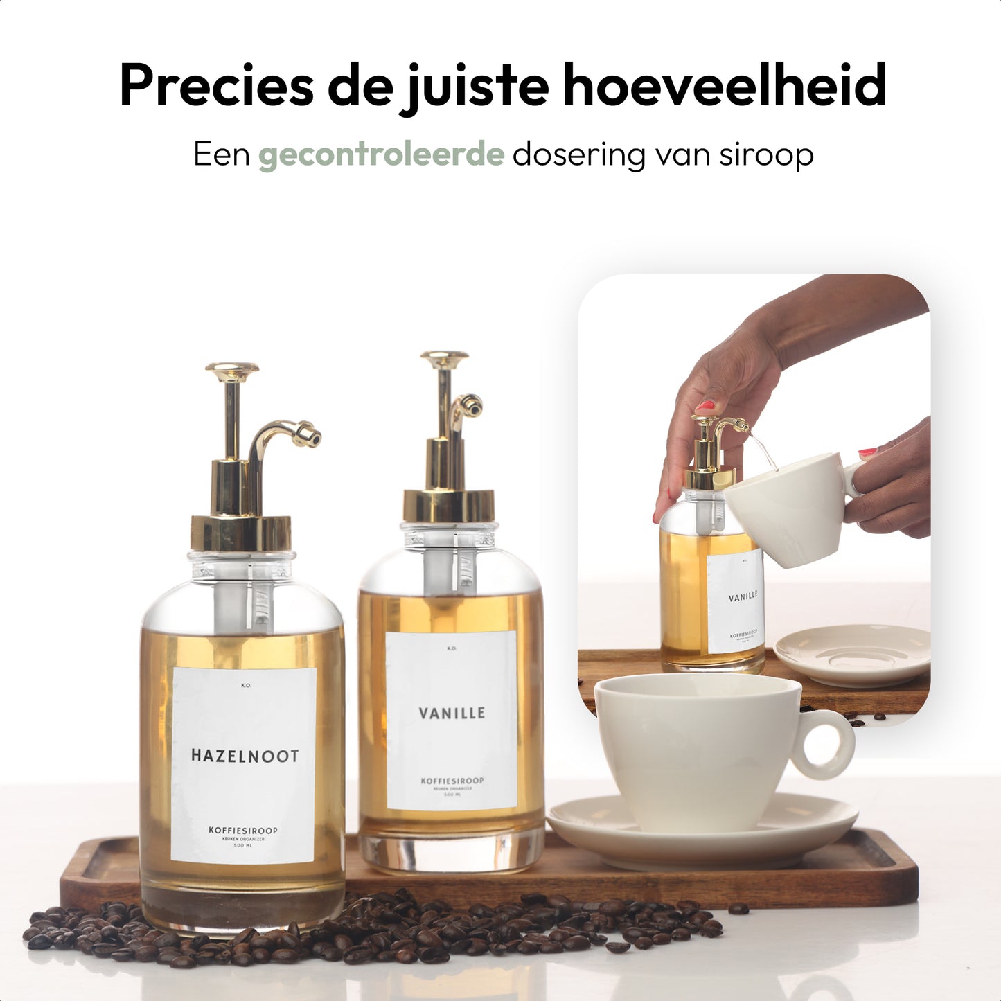 Koffiesiroop Dispenser goud/wit 2st
