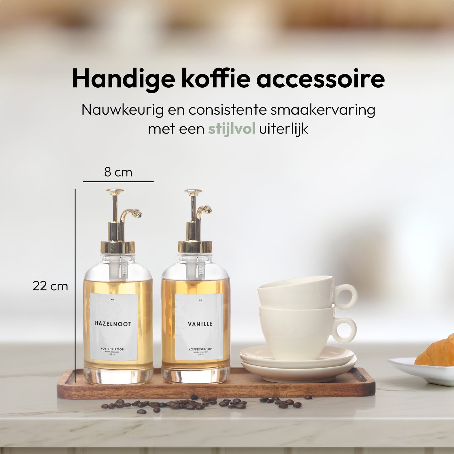 Koffiesiroop Dispenser goud/wit 2st