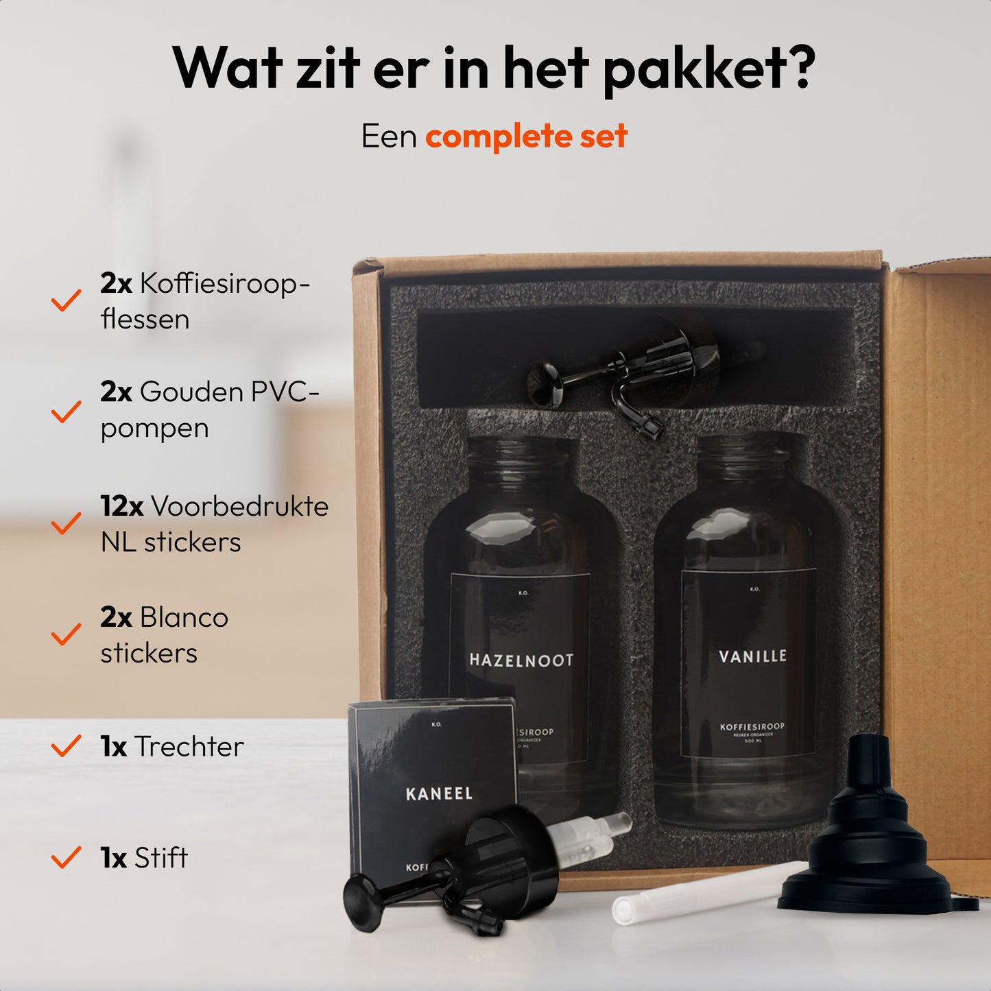 Koffiesiroop Dispenser zwart 2st