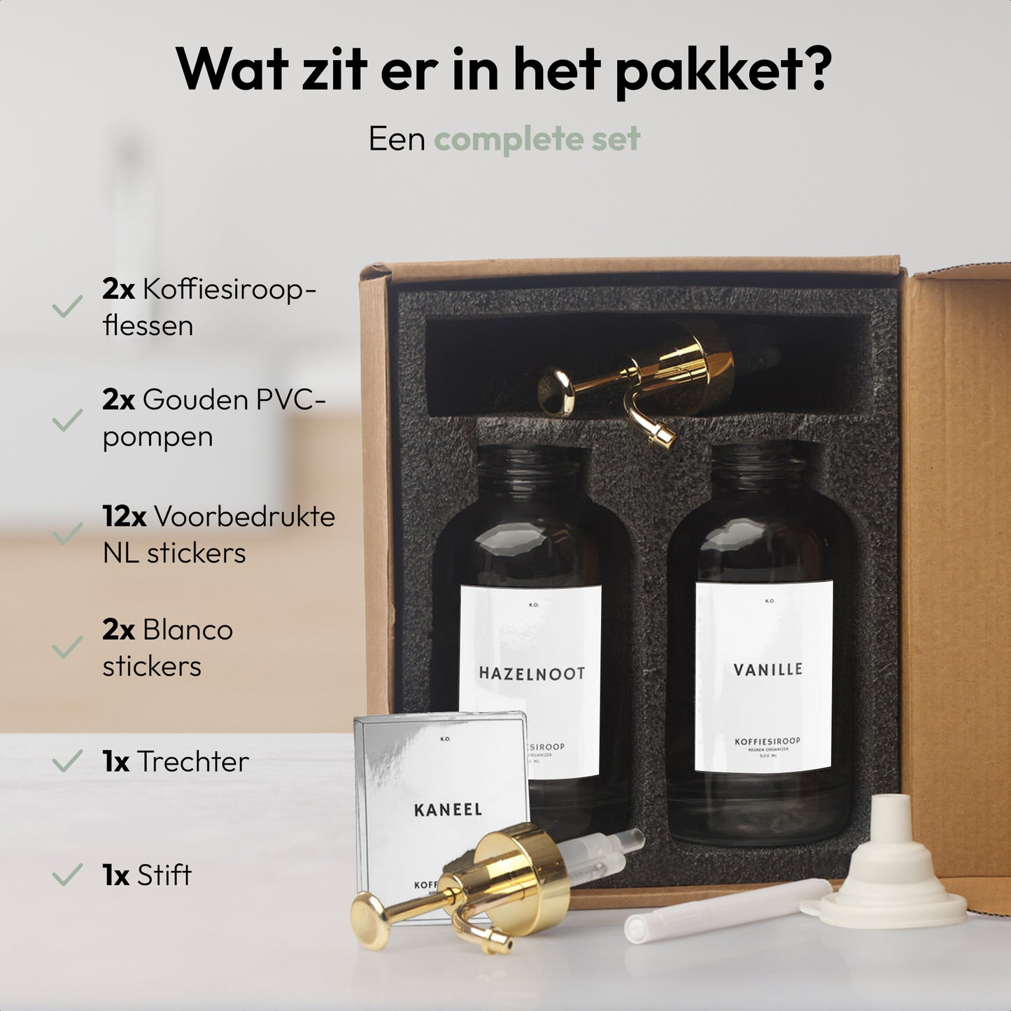 Koffiesiroop Dispenser goud/wit 2st