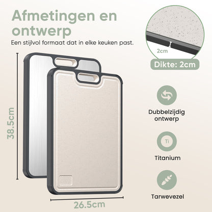 Titanium snijplank met klassieke handvat | PFAS-vrij