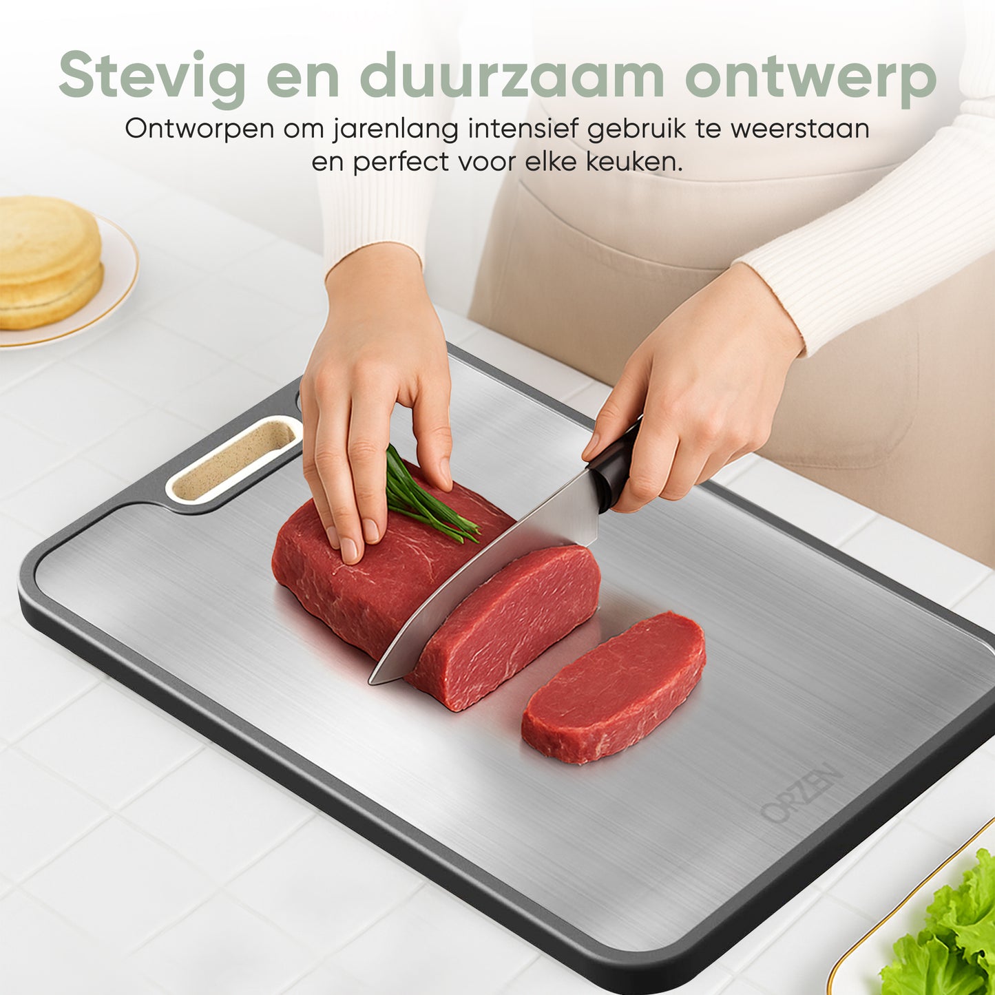 Titanium snijplank met klassieke handvat | PFAS-vrij