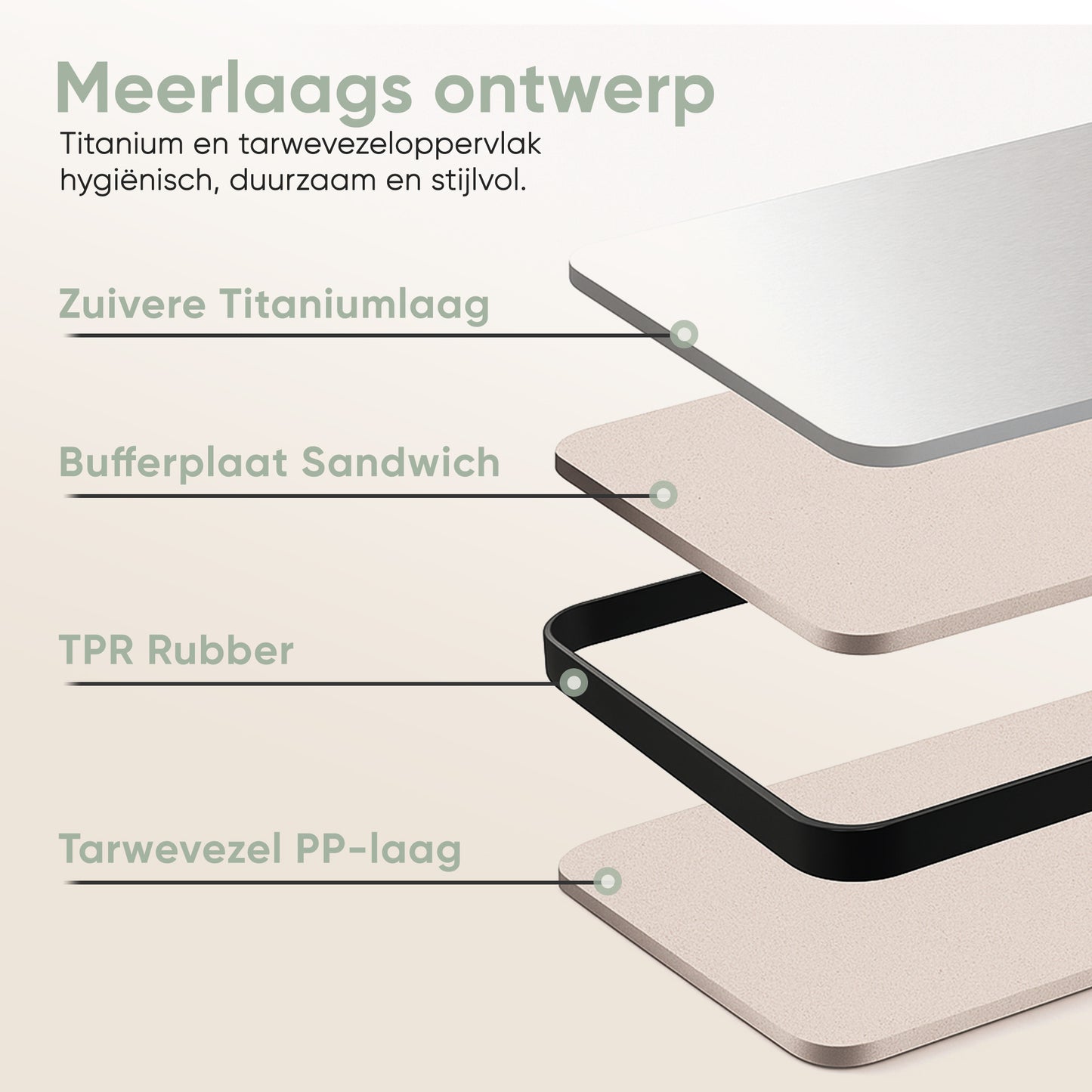 Titanium snijplank met klassieke handvat | PFAS-vrij