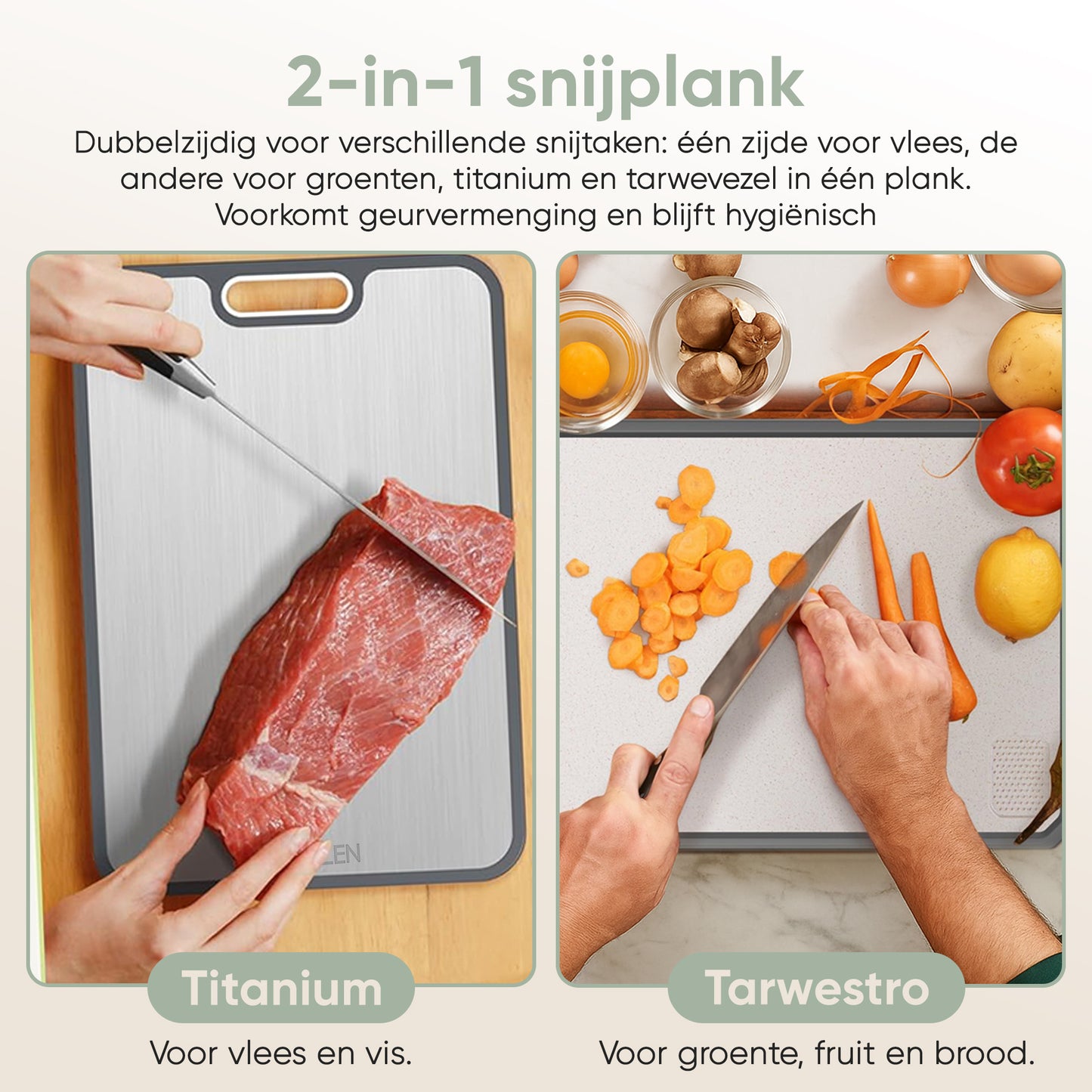 Titanium snijplank met klassieke handvat | PFAS-vrij