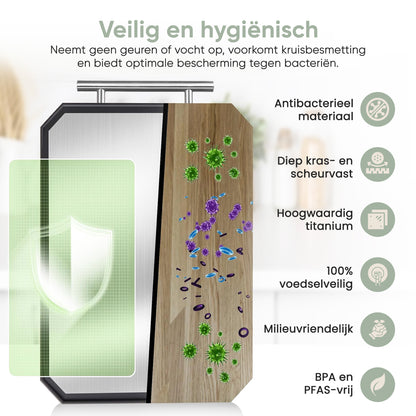 Titanium snijplank met design handvat | PFAS-vrij