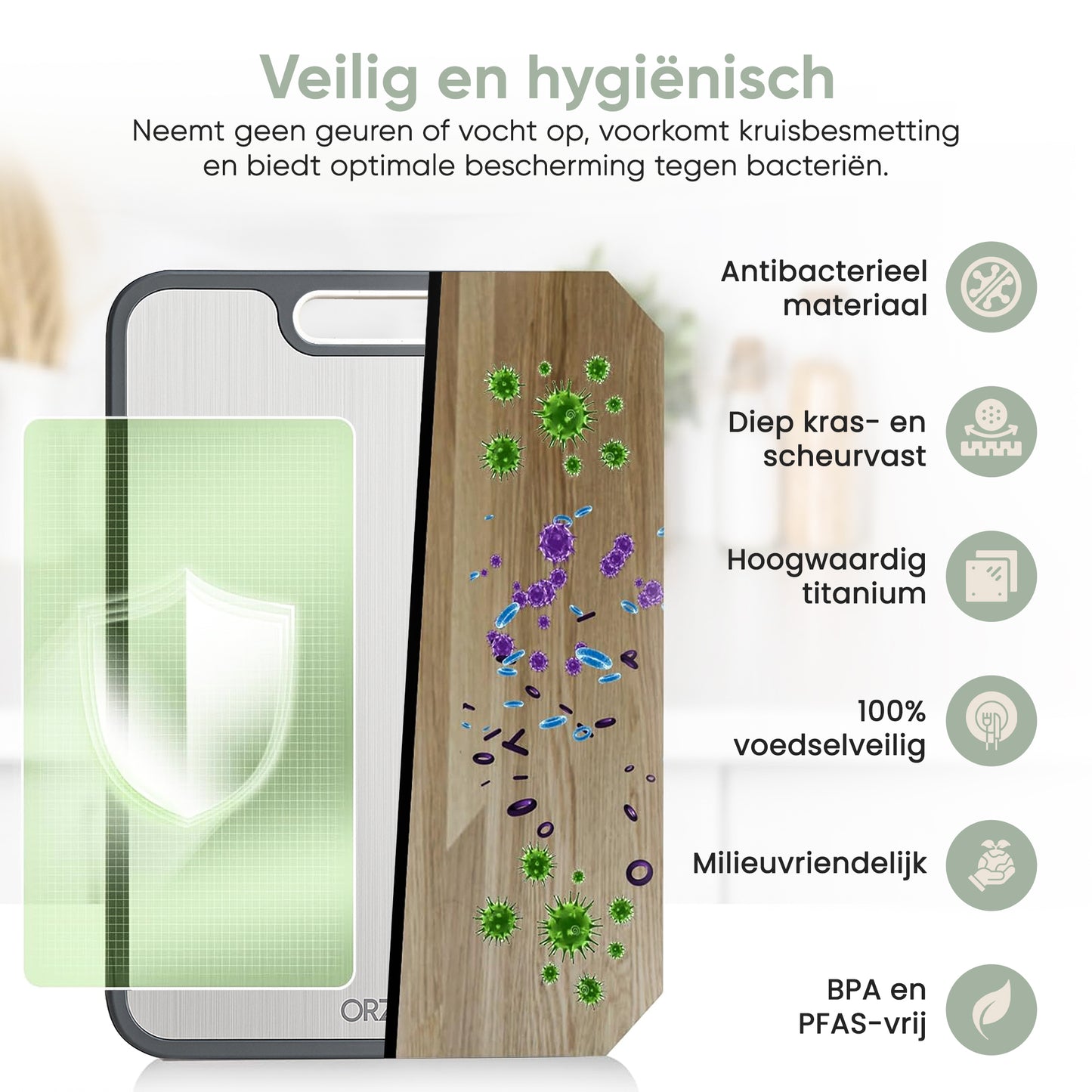 Titanium snijplank met klassieke handvat | PFAS-vrij