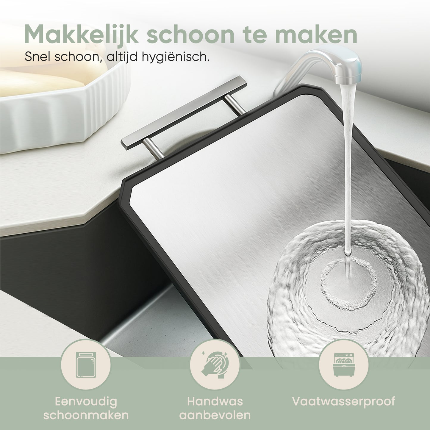 Titanium snijplank met design handvat | PFAS-vrij