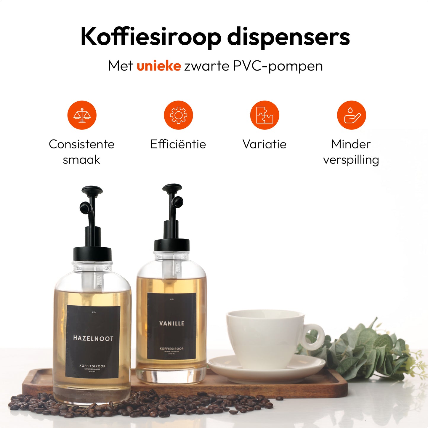 Koffiesiroop Dispenser zwart 2st