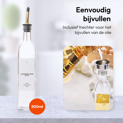 Olie- en Azijn Flessen goud 3st