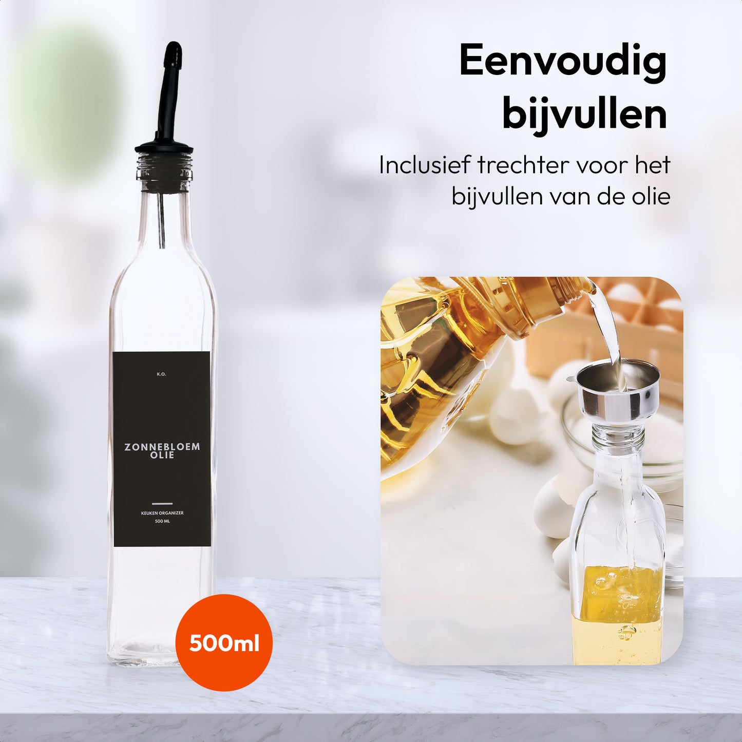 Olie- en Azijn Flessen zwart 3st