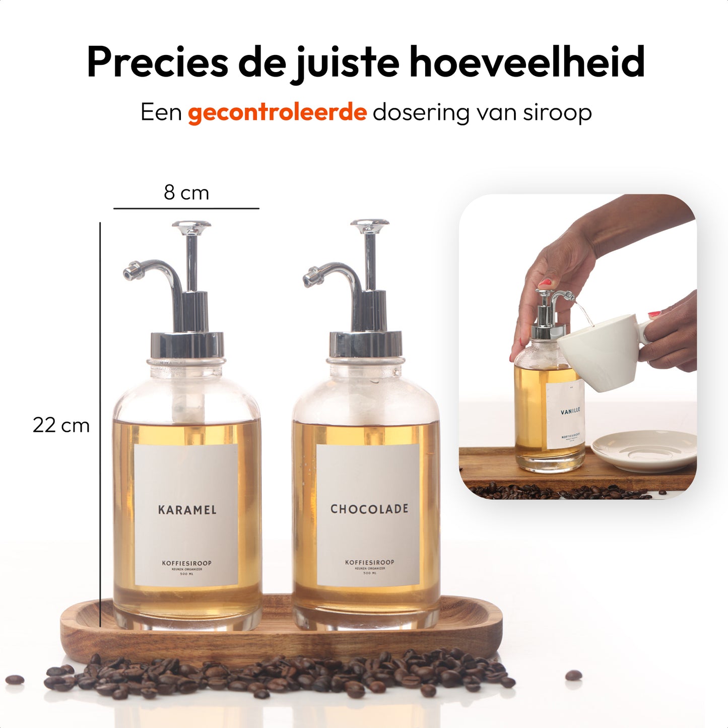 Koffiesiroop Dispenser zilver 2st