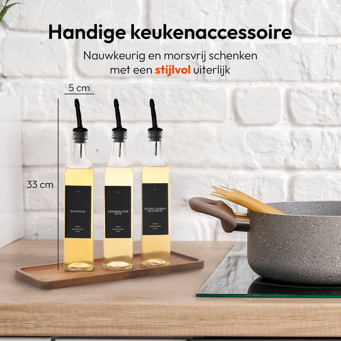 Olie- en Azijn Flessen zwart 3st