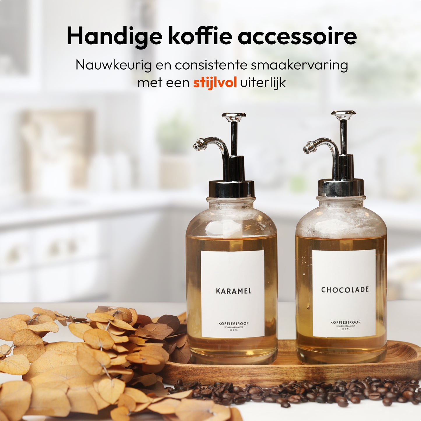 Koffiesiroop Dispenser zilver 2st