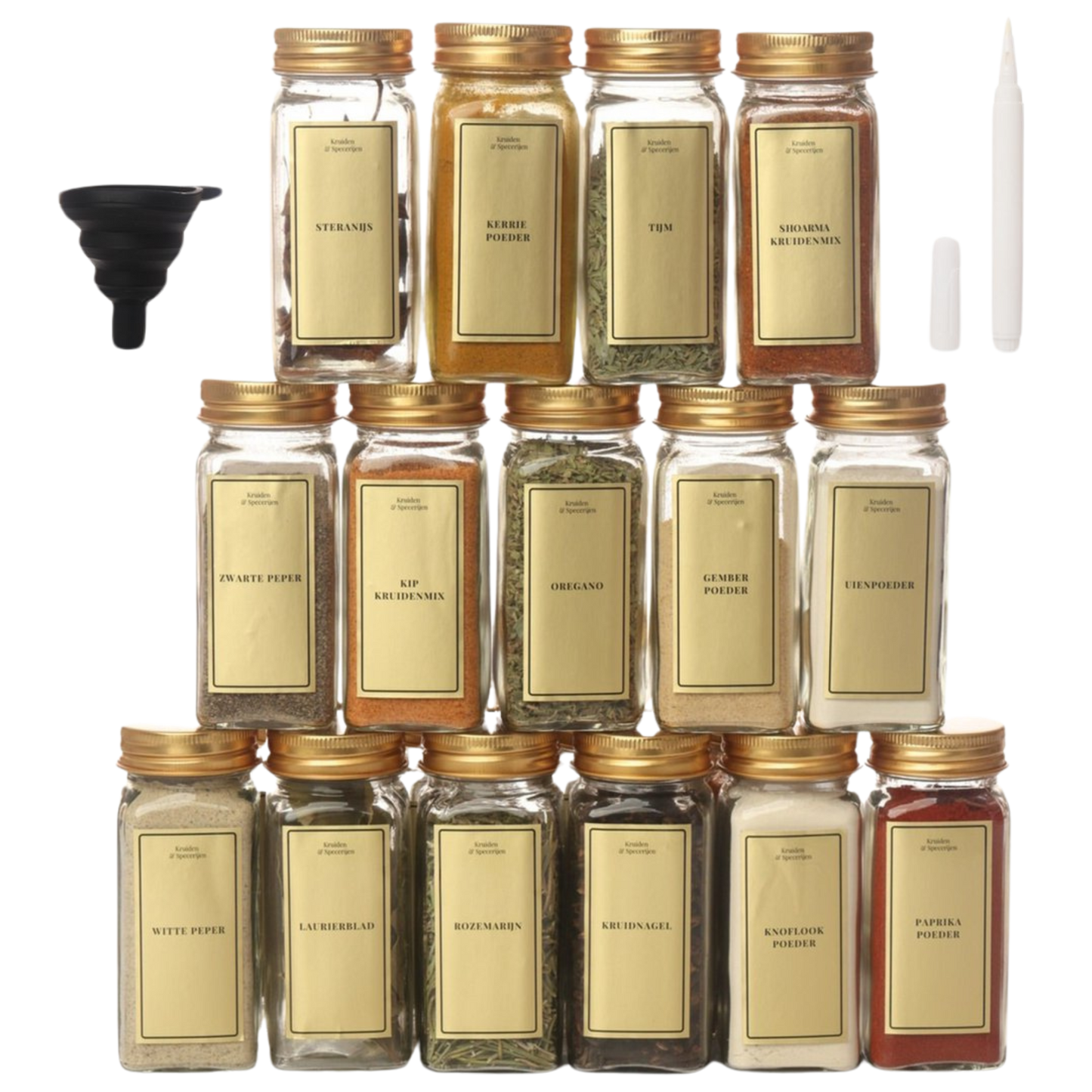 Kruidenpotjes labels goud 24st