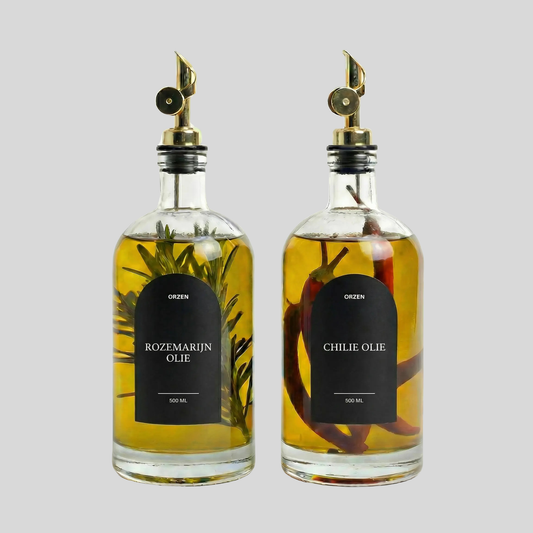 Olie Dispenser labels zwart Ovaal 2st