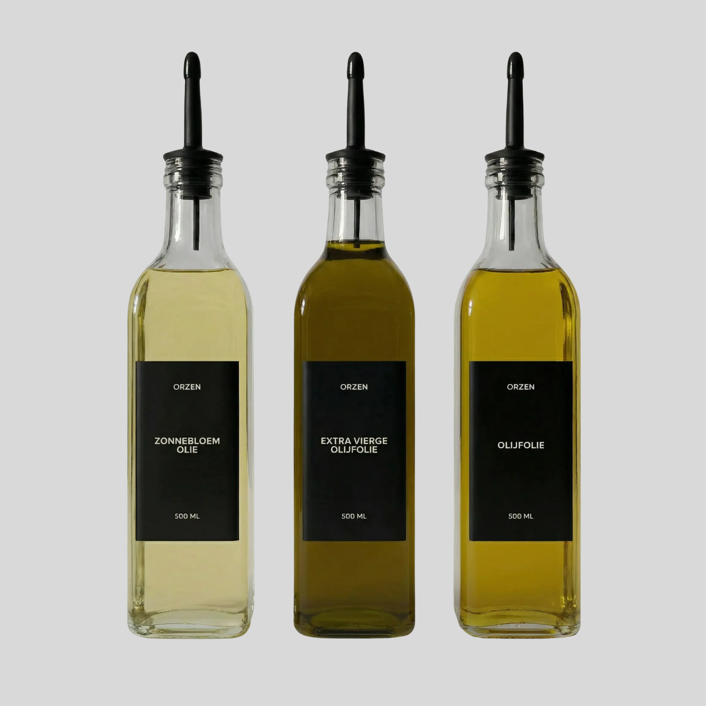 Olie- en Azijn Flessen zwart 3st
