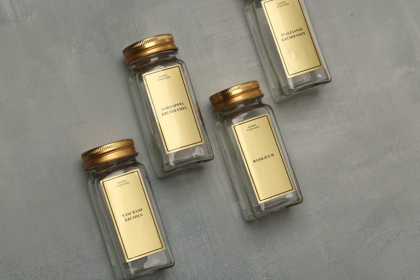 Kruidenpotjes labels goud 24st