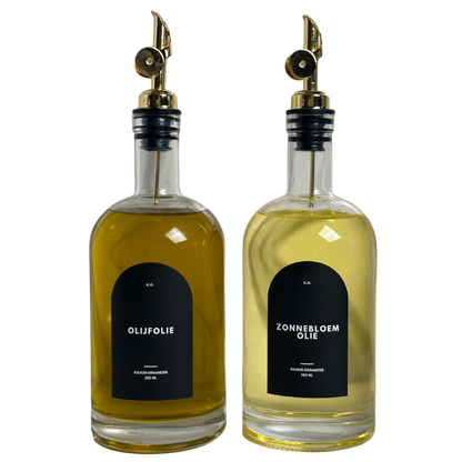 Olie Dispenser labels zwart Ovaal 2st